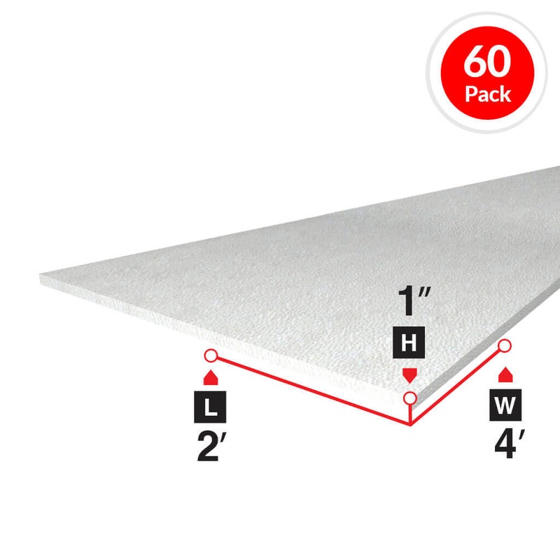 Amvic Bead Board 1 in. x 2 ft. x 4 ft. Rigid Foam Board Insulation (60-Pack)