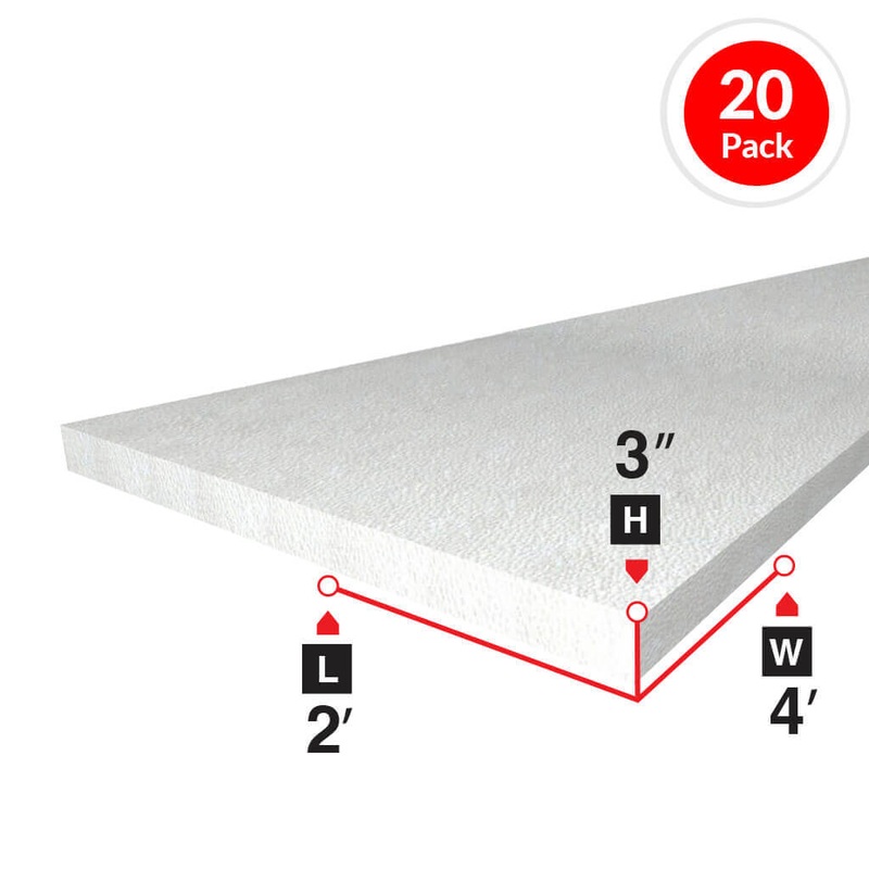 Amvic Bead Board 3 in. x 2 ft. x 4 ft. Rigid Foam Board Insulation (20-Pack)