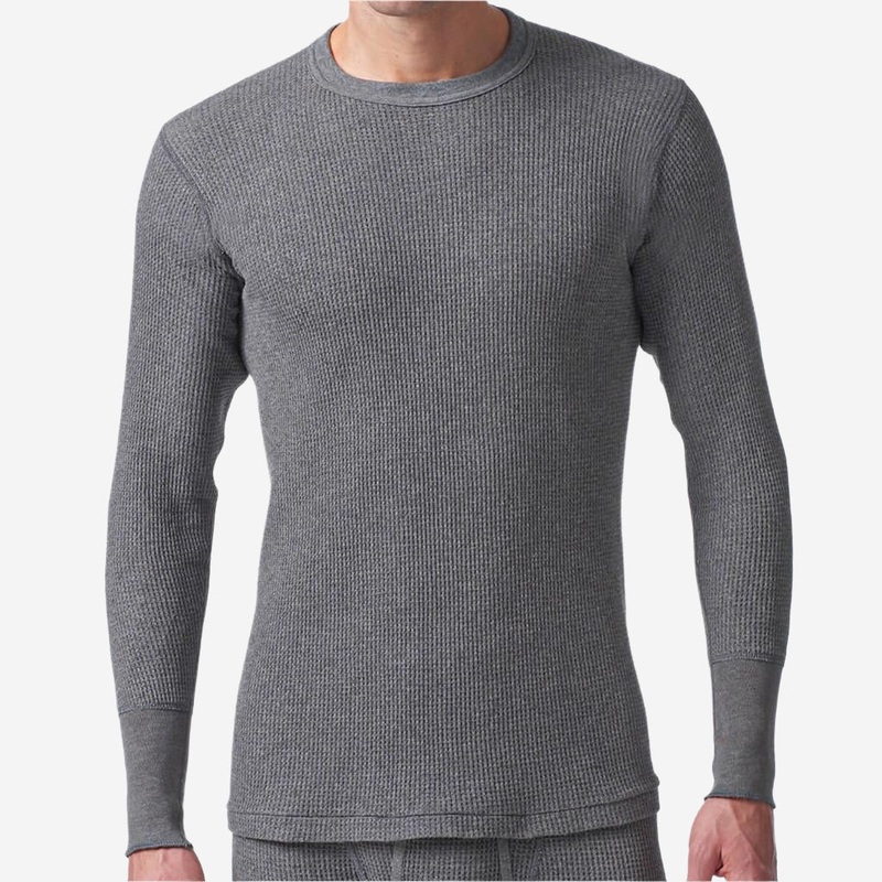 Stanfield’s Long Sleeve Waffle-Knit Crew Neck Charcoal Thermal Shirt