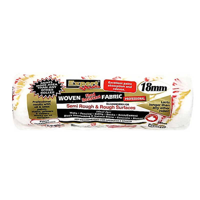 Bennett EXPERT18 9-1/2 in. x 18 mm All Surfaces White with Red/Yellow Stripes Lint-Free Paint Cage Roller Refill