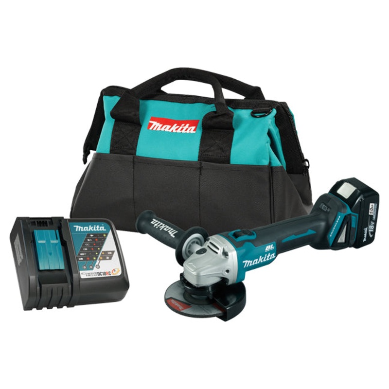 Makita DGA506RTX5 LXT 5 in 5/8 in-11 UNC x 7/8 in Brushless Cordless Angle Grinder with Slide Switch