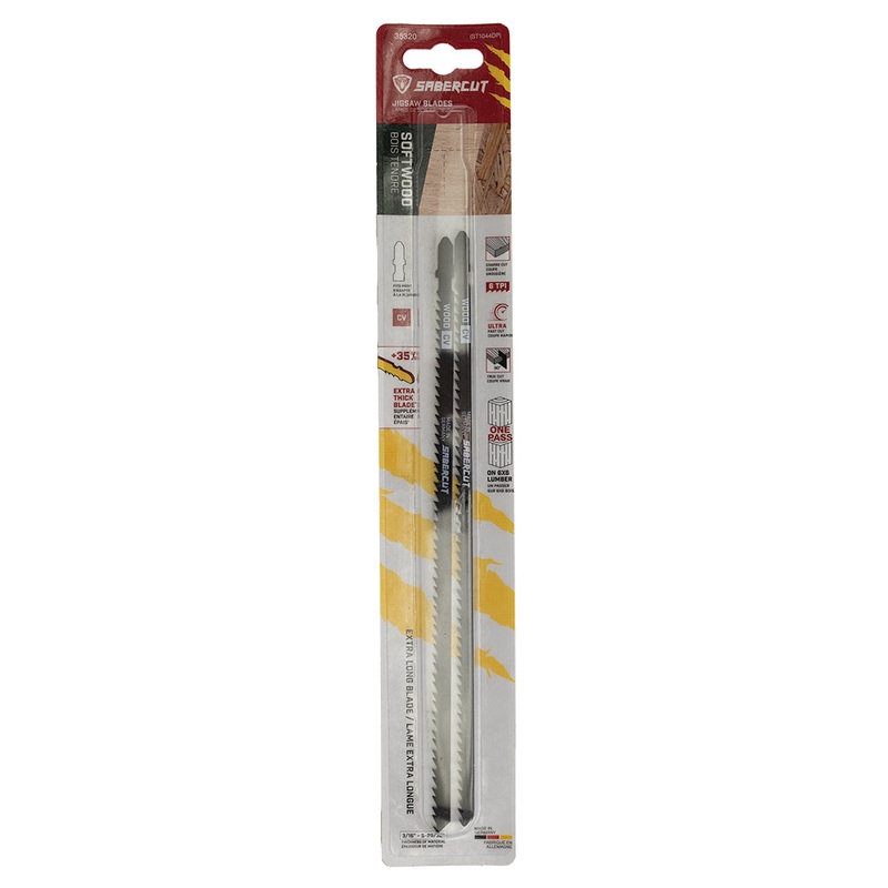 Sabercut 10 in. x 6TPI Thick Kerf, Extra Long T-Shank Jigsaw Blade for Ultra-Fast Cuts on Wood (2-pa
