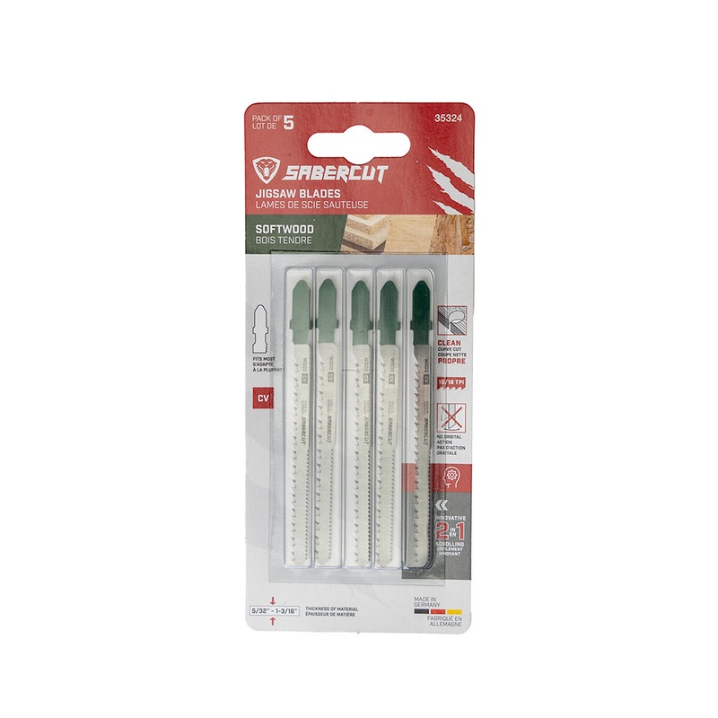 Sabercut 4 in. x 10/18TPI T-Shank 2-in-1 Jigsaw Blade for Scrolling (5-Pack)