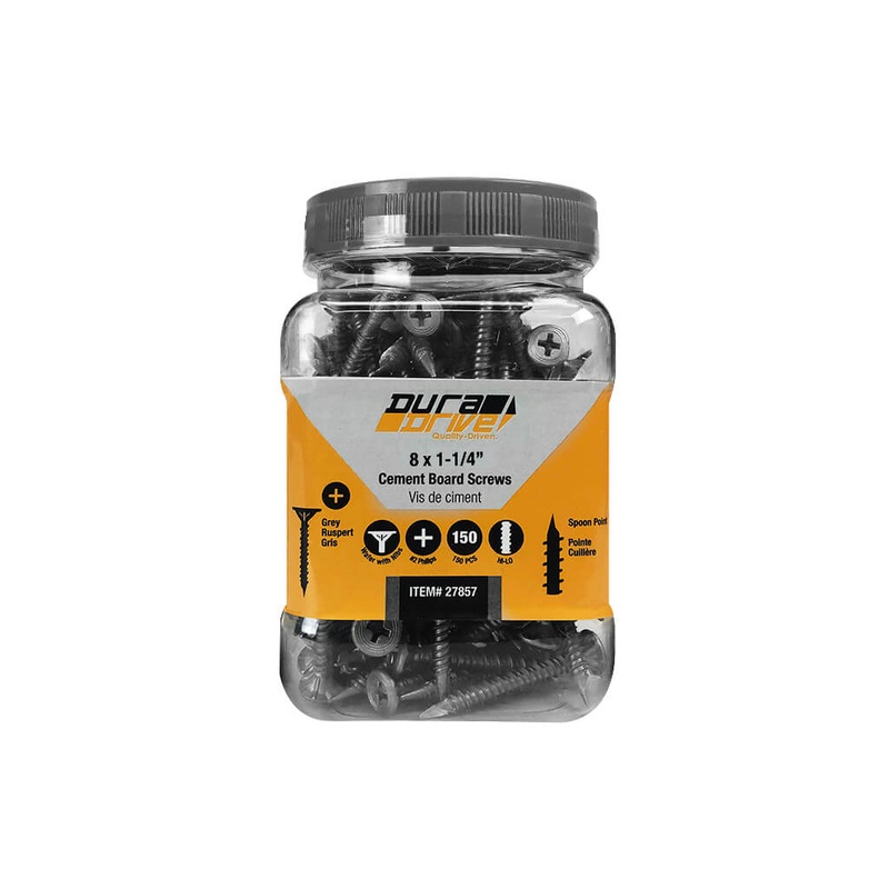 DuraDrive #8 x 1-1/4 in. Coarse Thread Spoon Point Cement Board Screws (150-Pack)