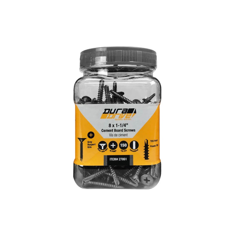 DuraDrive #8 x 1-1/4 in. Fine Thread Tek Point Cement Board Screws (150-Pack)