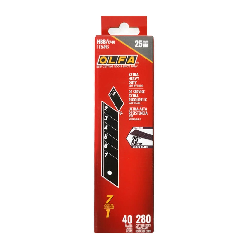 Olfa Heavy-Duty Snap Off Knife Blades 25mm 40 Pack