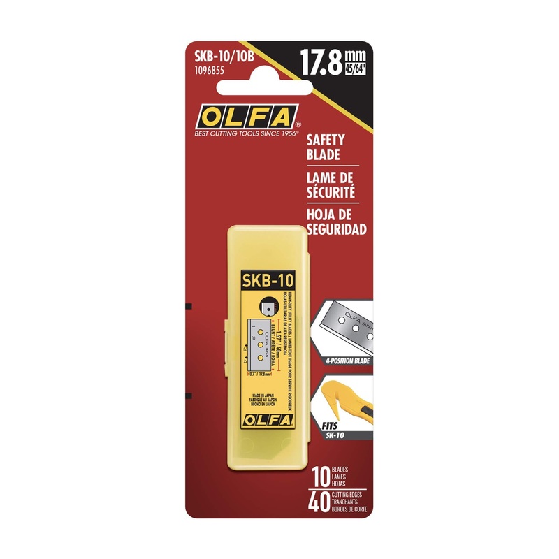 OLFA SKB-10/10B 4-Point Straight Safety Blade for Straight Safety Blade Utility Knife (10-Pa