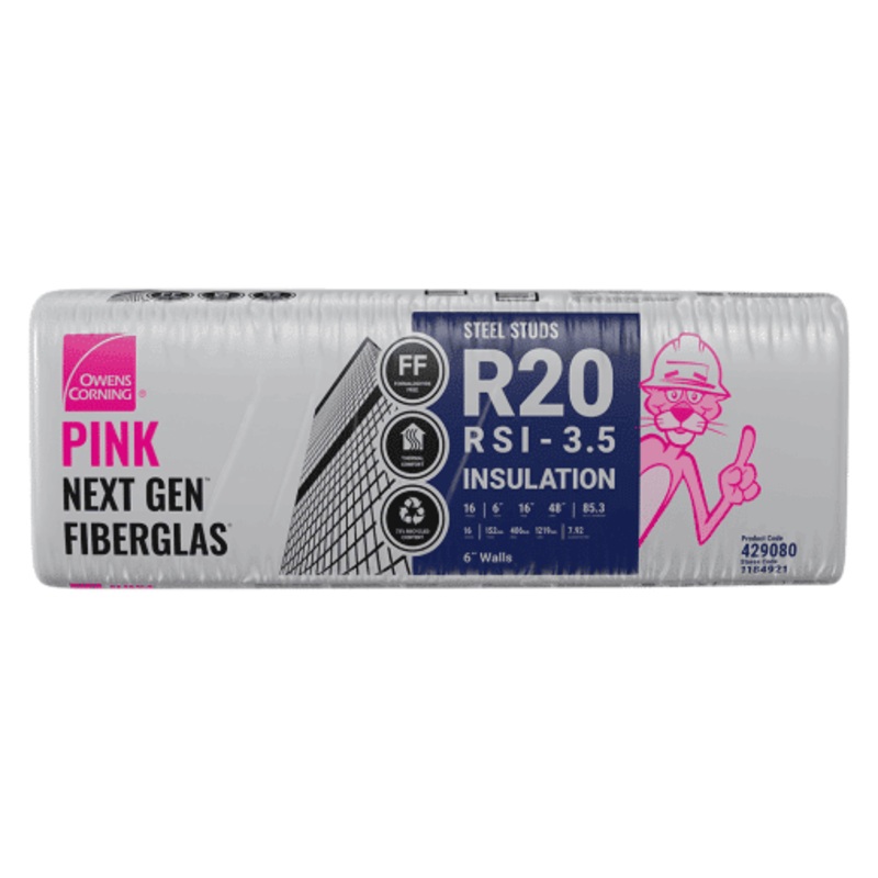 Owens Corning R-20 EcoTouch 16 in. x 48 in. x 6 in. Pink Fiberglas Insulation (85.3 sq. ft.)