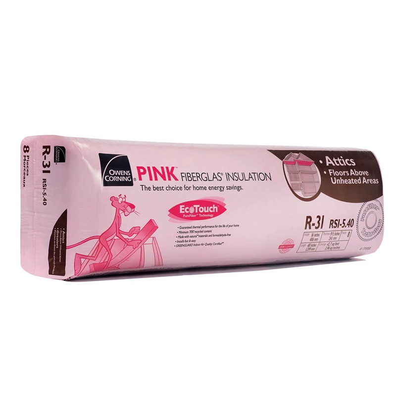 Owens Corning R-31 EcoTouch 16 in. x 48 in. x 9.5 in. Pink Fiberglas Insulation (42.7 sq. ft.)
