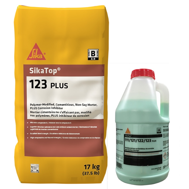 SikaTop-123 20kg Polymer-Modified Non-Sag Mortar with 3.5-Litre FerroGard Corrosion Inhibitor