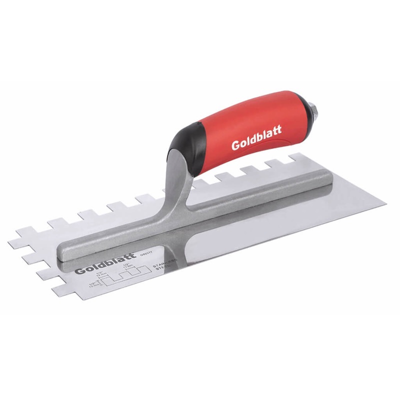 Goldblatt 1/2 in. x 1/2 in. x 1/2 in. Stainless Steel Square-Notch Trowel
