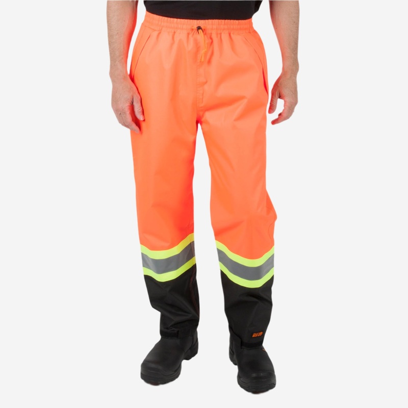 DURADRIVE MEN’S HI-VIS REFLECTIVE TAPE RIPSTOP RAIN PANTS – ORANGE