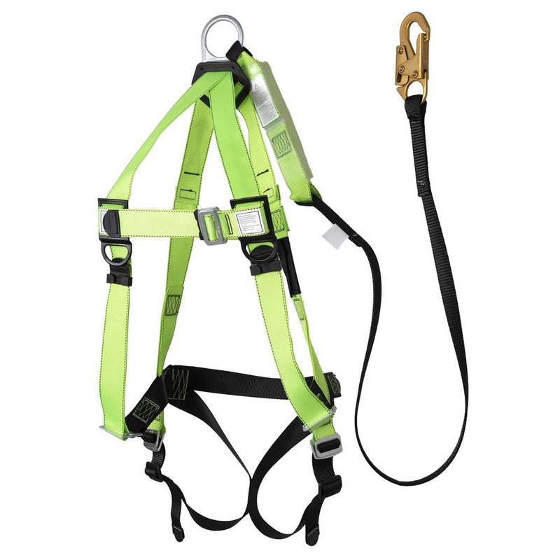 Peakworks Class A Universal 5-Point Full Body Fall Safety Harness and Lanyard Kit