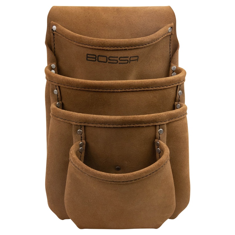 BOSSA 4-Pocket Tabaco Brown Leather Drywall Pouch