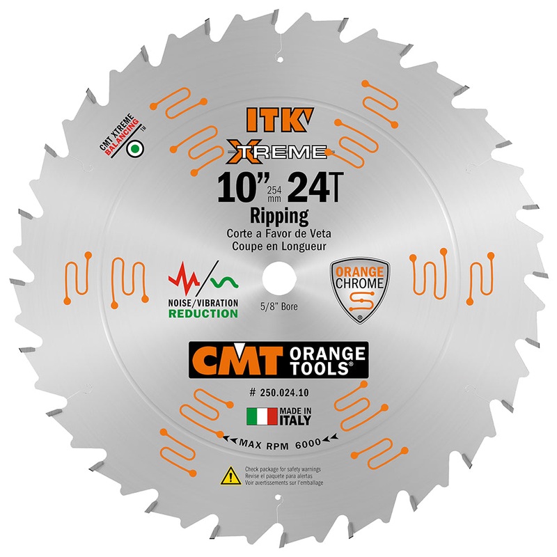 CMT 250.024.10 ITK XTREME 10-In x 24Teeth Wood Saw Blade for Ripping