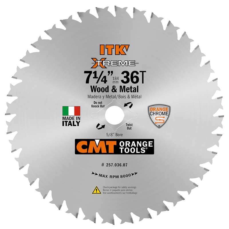 CMT 257.036.07 ITK XTREME 7-1/4-In X 36 Teeth Wood & Metal Saw Blade for General Purpose Cutting