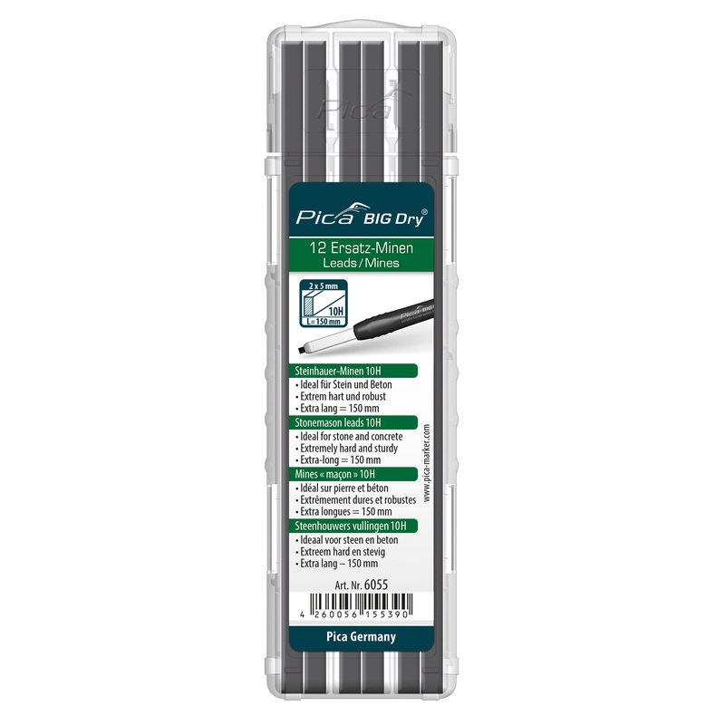 PICA Big Dry Stonemason Leads 10H Refill (Graphite, 12-Piece)