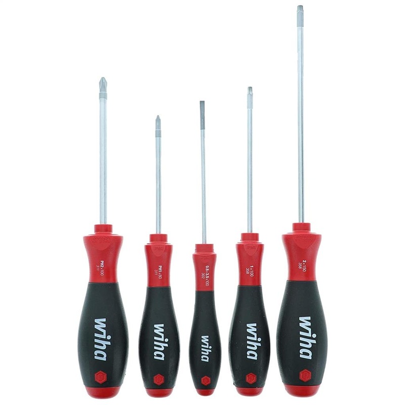 Wiha 30286 SoftFinish Slotted/Phillips/Square Screwdriver Set (5-Piece)