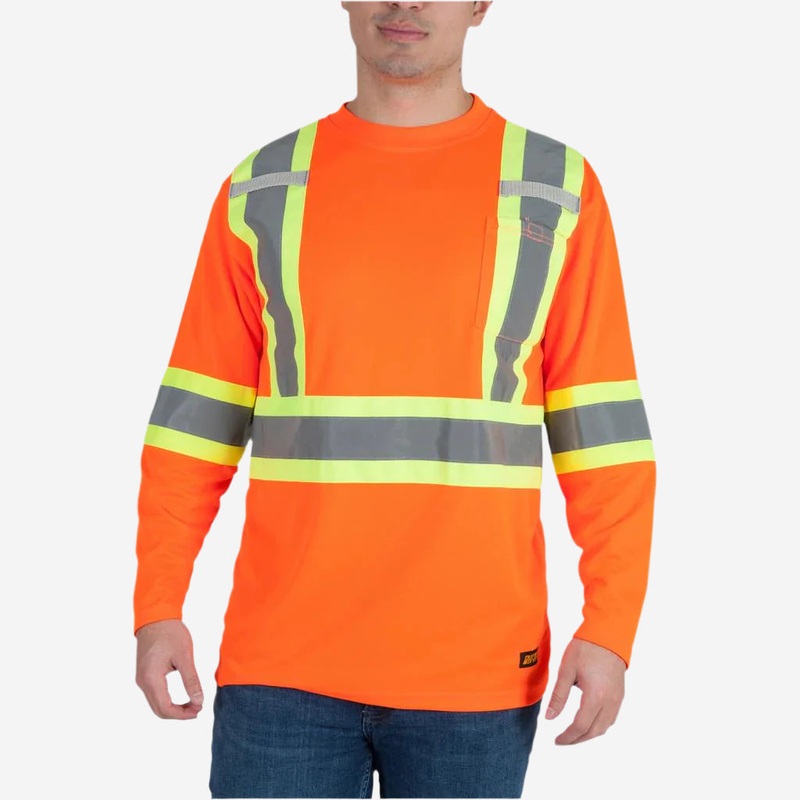 DuraDrive Men’s Orange Hi-Vis Long Sleeve Cooling Safety T-Shirt