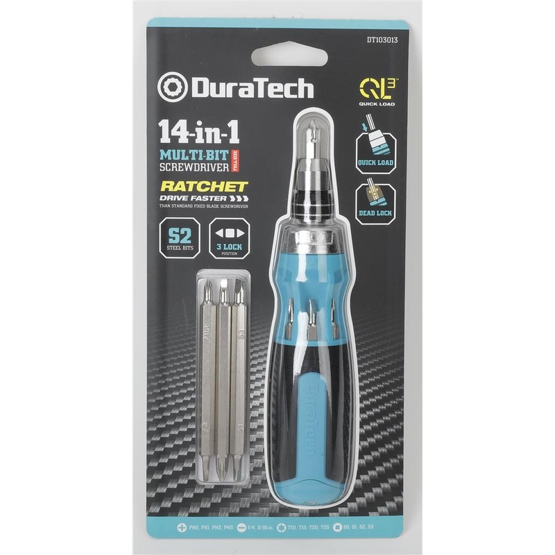 DuraTech 14 in 1 Ratcheting Multi-Bit Regular QuickLoad Screwdriver Set