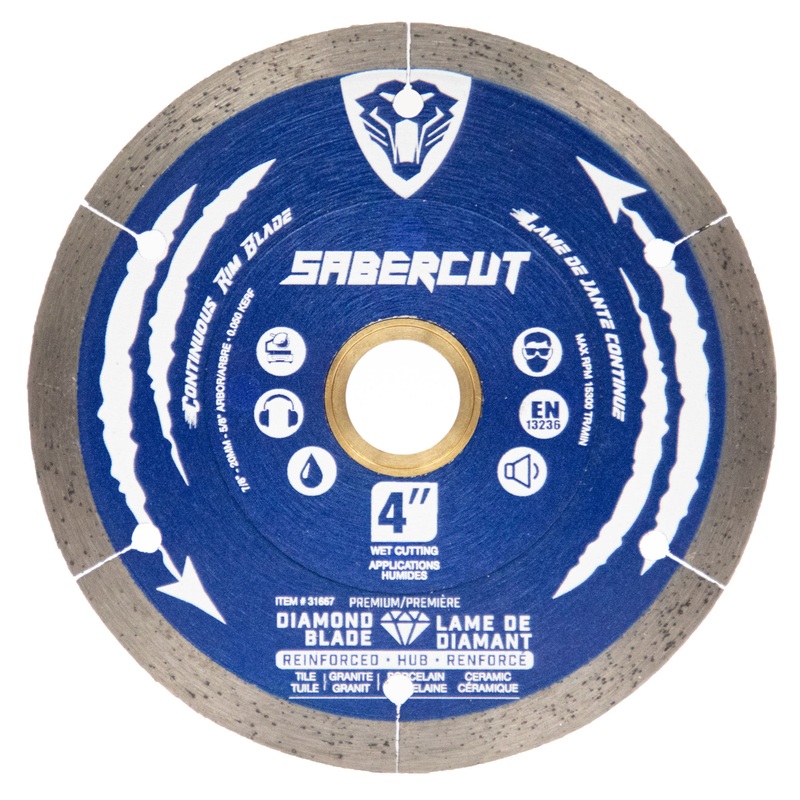Sabercut 4 in. Silent Continuous Rim Tile, Porcelain & Granite Segmented Diamond Blade