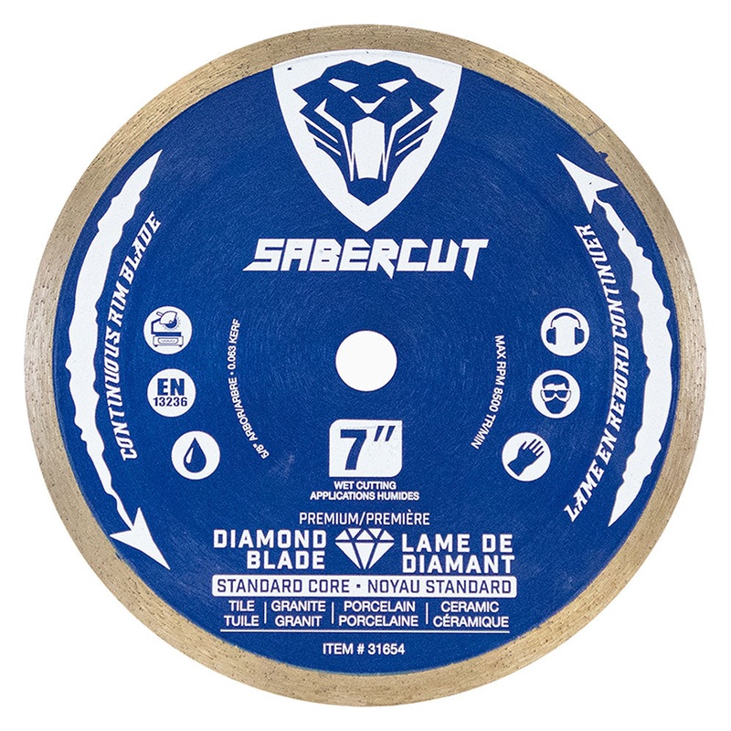 Sabercut 7 in. x 5/8 in. Silent Continuous Rim Tile, Porcelain & Granite Segmented Diamond Blade