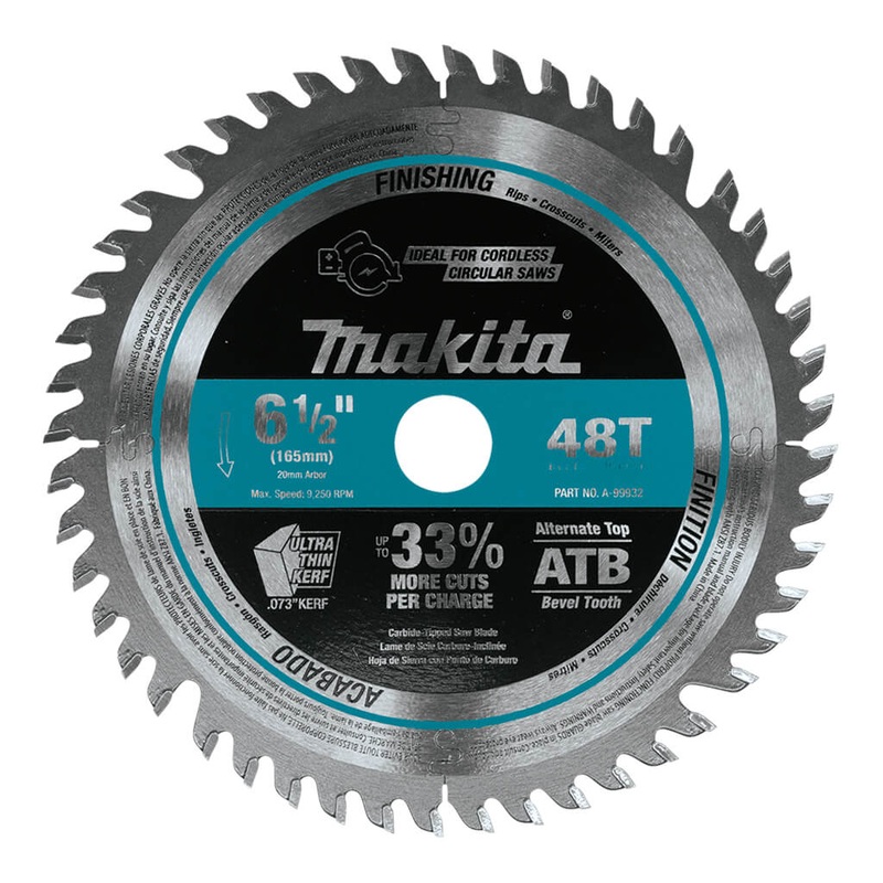 Makita A-99932 6-1/2 in. x 48 Tooth Carbide Tipped Cordless Plunge Saw Blade