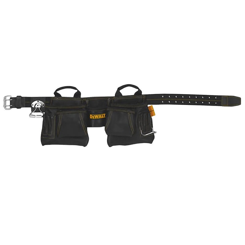 FINAL SALE-DEWALT DG5472 12-POCKET CARPENTER’S TOP GRAIN LEATHER APRON/ POUCH