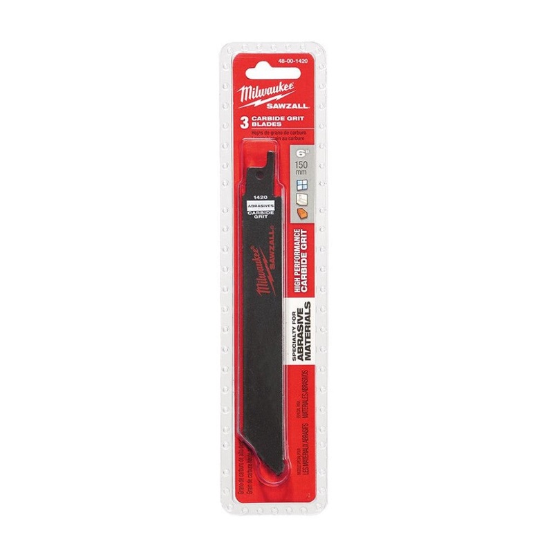MILWAUKEE 48-00-1420 6 Carbide Grit Sawzall Blade (3 pk)