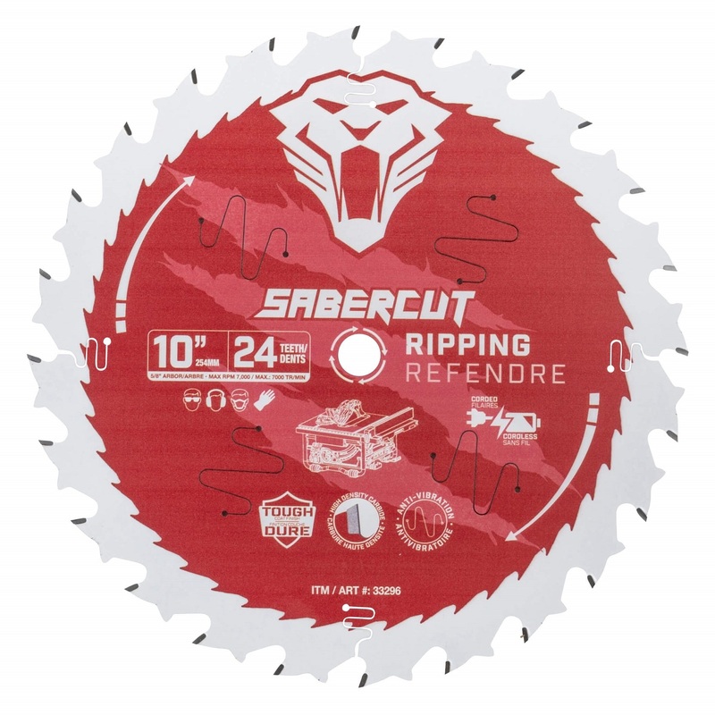 Sabercut Red Label 10 in. x 24T Wood Saw Ripping Blade