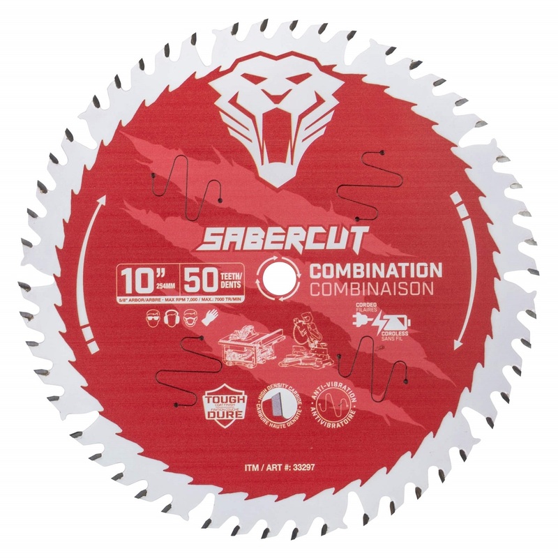 Sabercut Red Label 10 in. x 50T Wood Saw Combination Blade