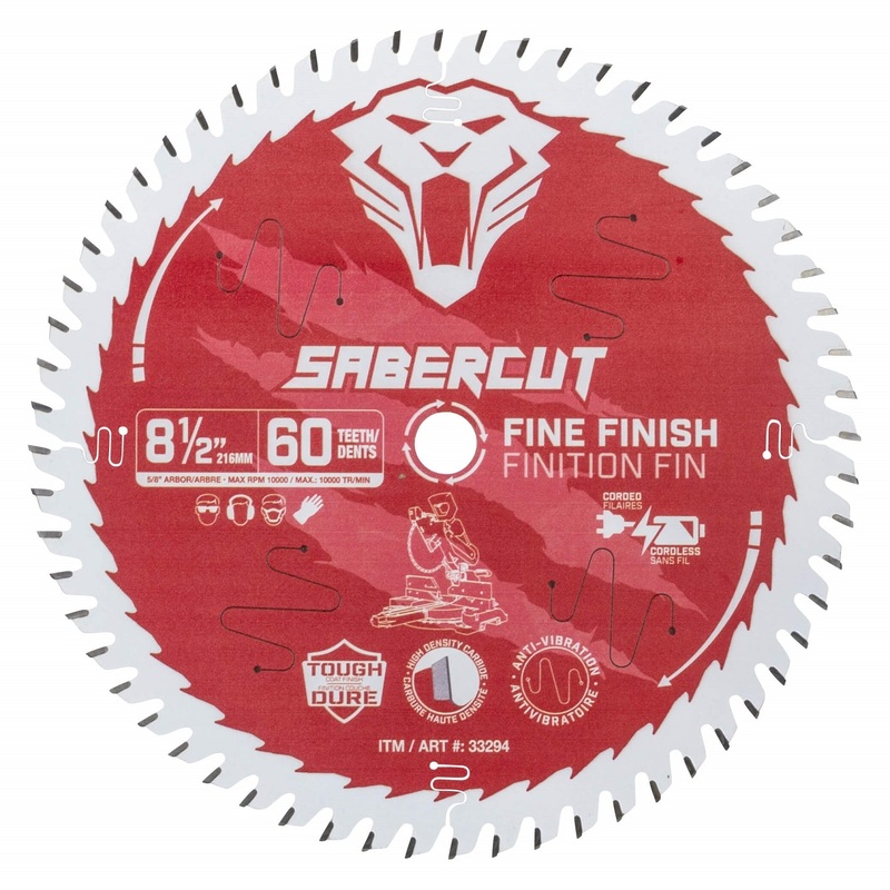 Sabercut Red Label 8-1/2 in. x 60T Fine Finish Wood Saw Blade