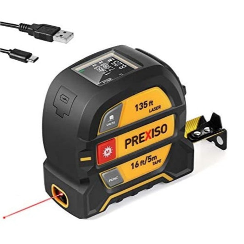 Prexiso 2-In-1 Rechargeable 40 m Laser And 5 m Tape Measure