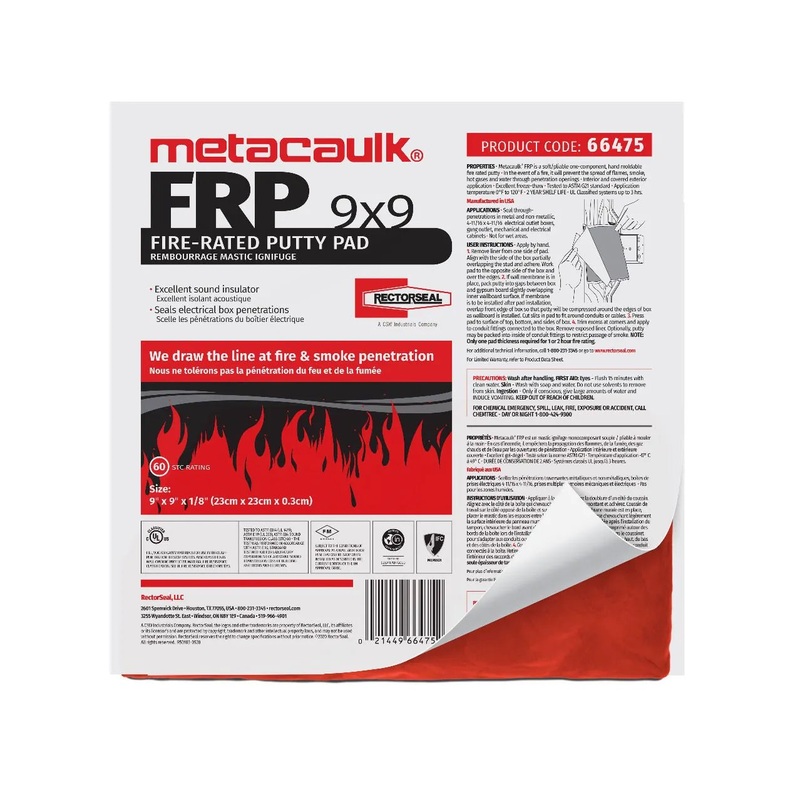 RECTORSEAL 66475 Metacaulk FRP 9x 9 Mouldable Putty Pads 20BX