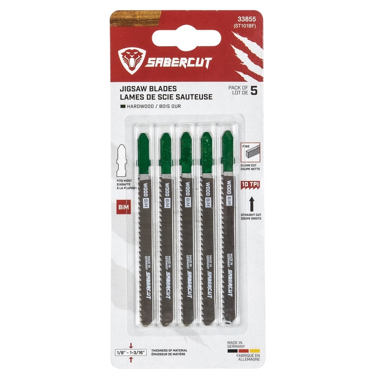 Sabercut 4 in. x 10TPI Bi-Metal T-Shank Jigsaw Blade For Clean Finish (5-Pack)