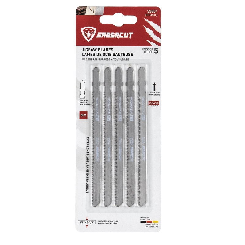 Sabercut 5-3/16 in. x 10/14TPI Bi-Metal T-Shank Jigsaw For General Purpose Cuts (5-Pack)
