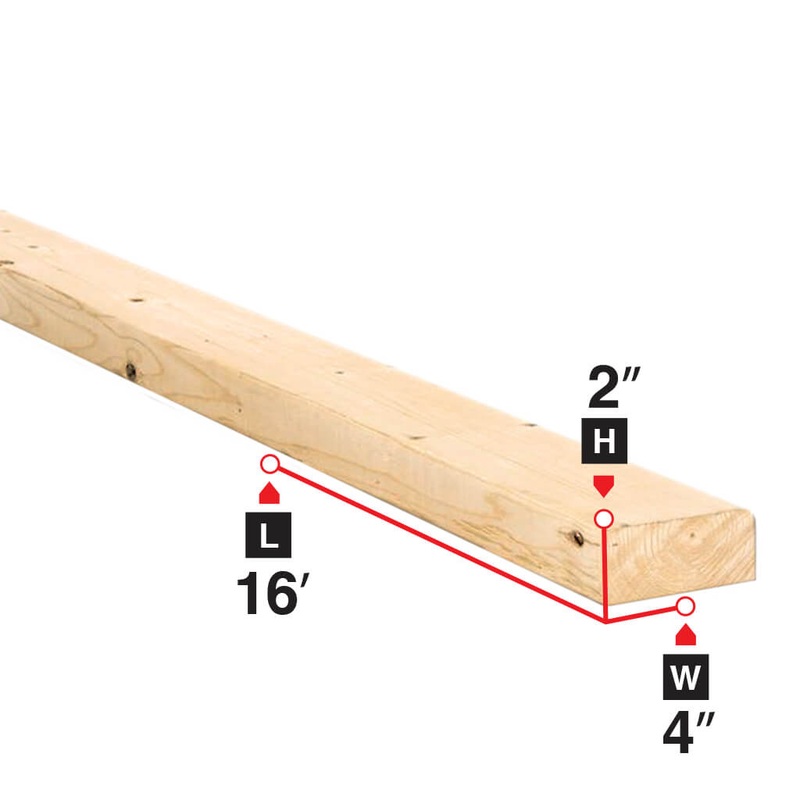 2 in. x 4 in. x 16 ft. Spruce Lumber