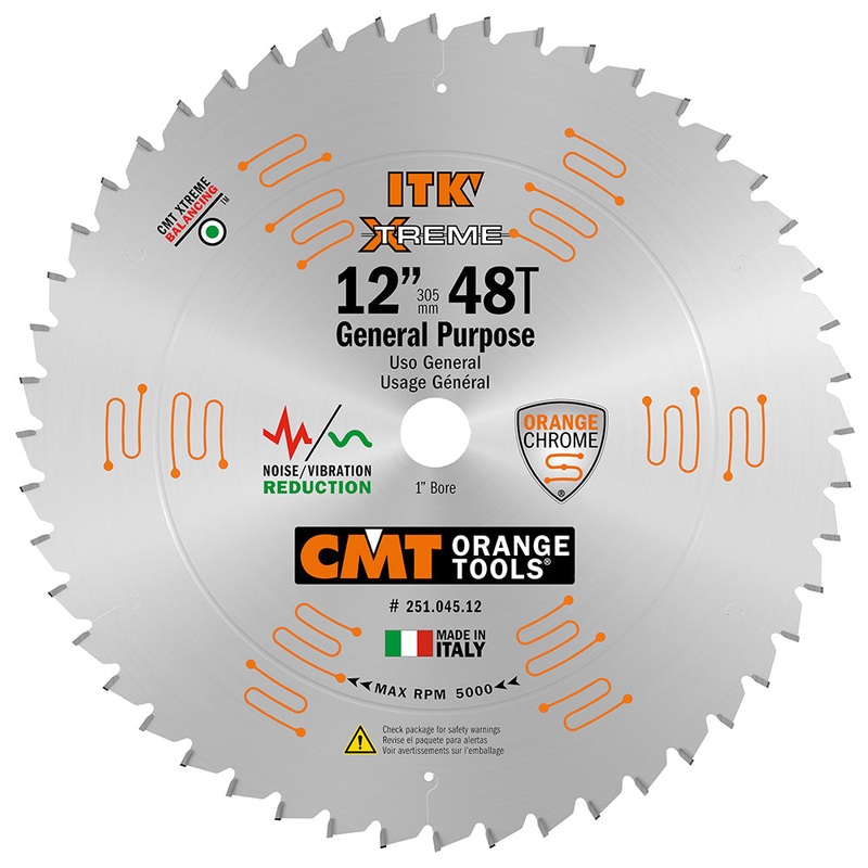CMT 251.045.12 ITK XTREME 12-In x 48Teeth Wood Saw Blade for General Purpose Cutting