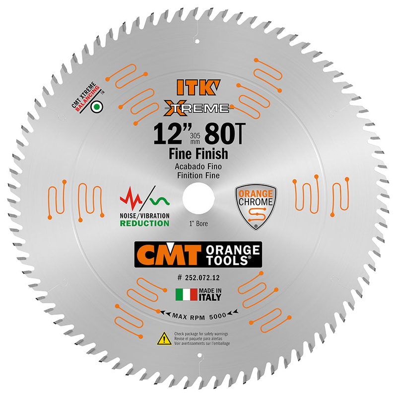 CMT 252.072.12 ITK EXTREME 12-In x 80Teeth Wood Saw Blade for Fine Finish Cross Cutting