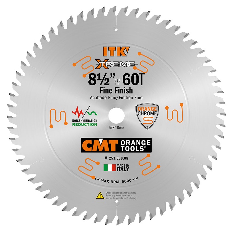 CMT 253.060.08 ITK XTREME 8-1/2-In x 60Teeth Wood Saw Blade for Fine Finish Cross Cutting