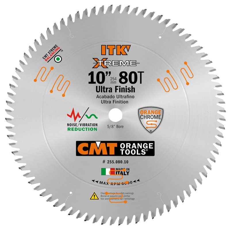 CMT 255.080.10 ITK XTREME 10-In x 80Teeth Wood Saw Blade for Ultra-Fine Finish Cross Cutting