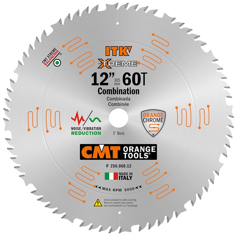 CMT 256.060.12 ITK XTREME 12-In x 60Teeth Wood Saw Blade for Combination Cutting