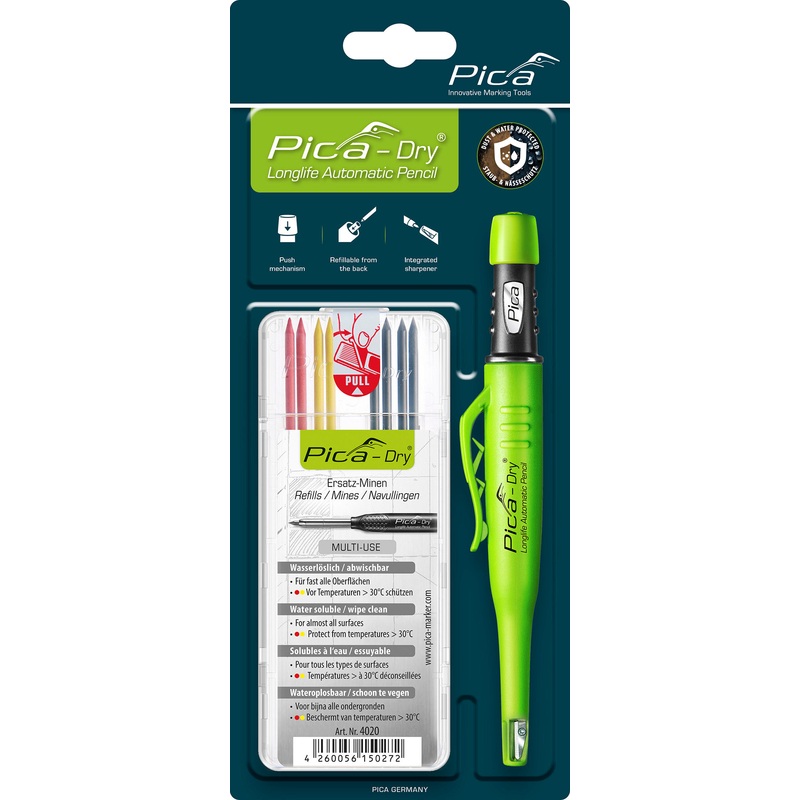 PICA Dry Longlife Automatic Pencil and Refill Bundle (Multi-Colour)