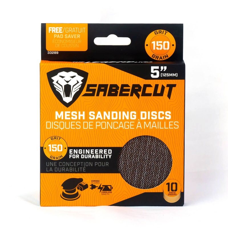 Sabercut 150 x 5 in. Grit Mesh Sanding Discs With Free Pad Saver (10-Pack)