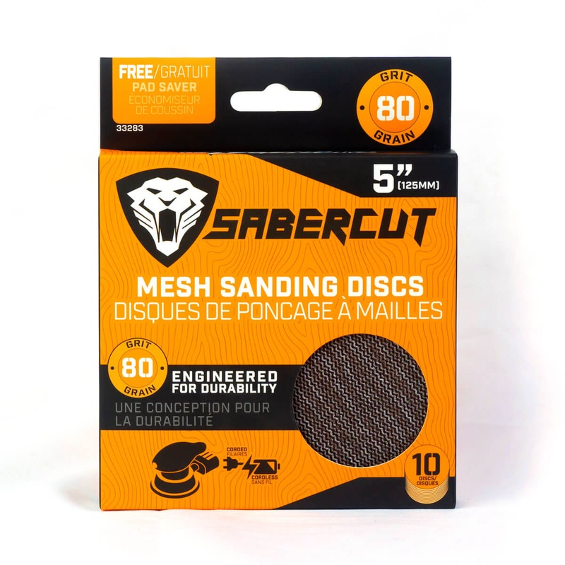 Sabercut 80 x 5 in. Grit Mesh Sanding Discs With Free Pad Saver (10-Pack)