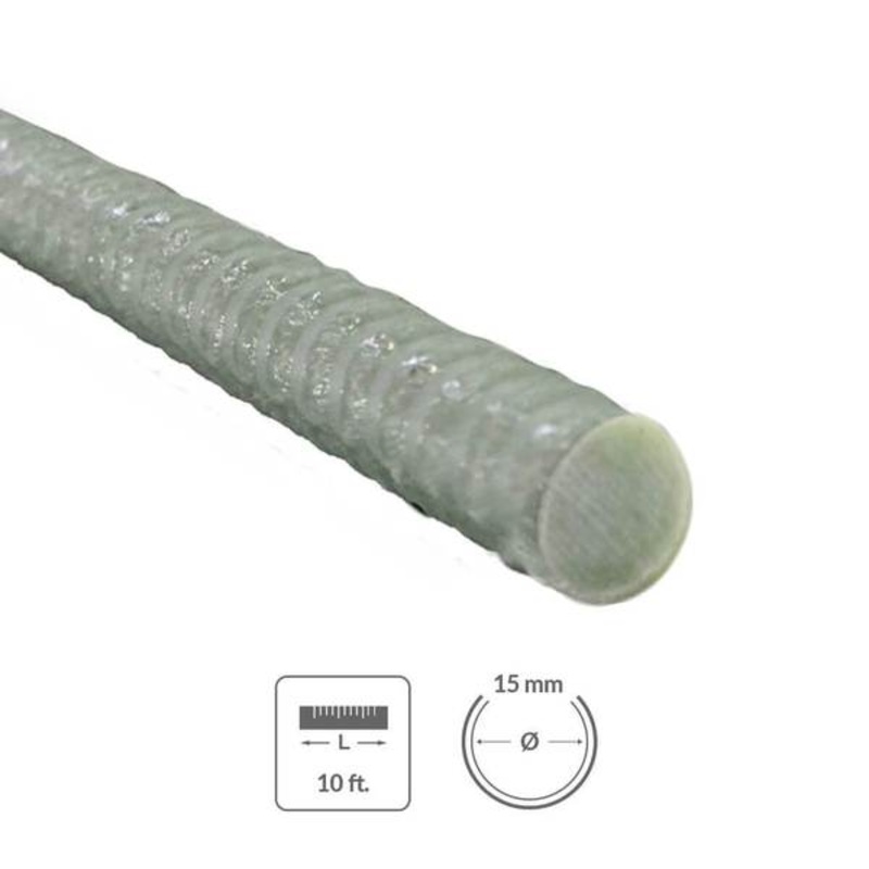15 mm x 10 ft. Fiberglass Rebar