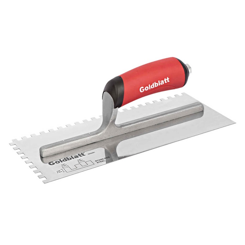 Goldblatt 1/4 in. x 1/4 in. x 1/4 in. Stainless Steel Square-Notch Trowel