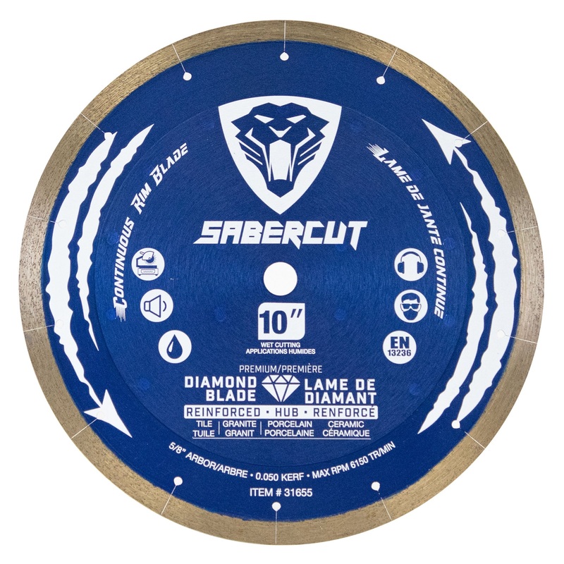 SABERCUT 10 in. Silent Reinforced Hub Tile, Porcelain & Granite Segmented Diamond Blade