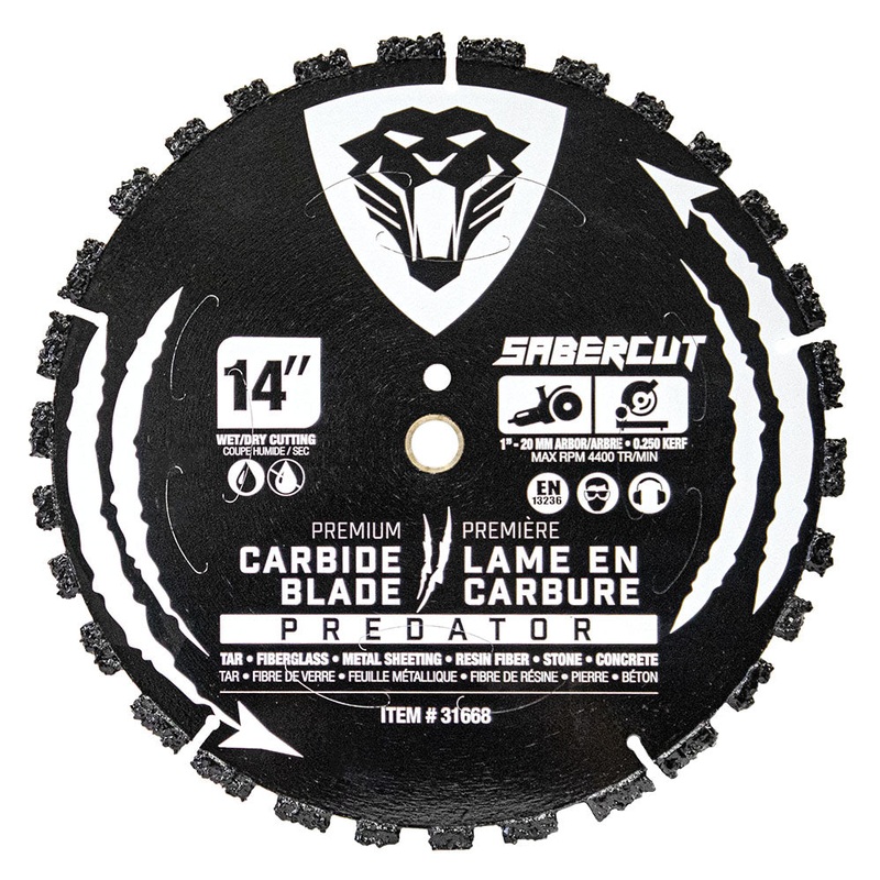 SABERCUT 14 in. PREDATOR Demolition Black Segmented Carbide Blade