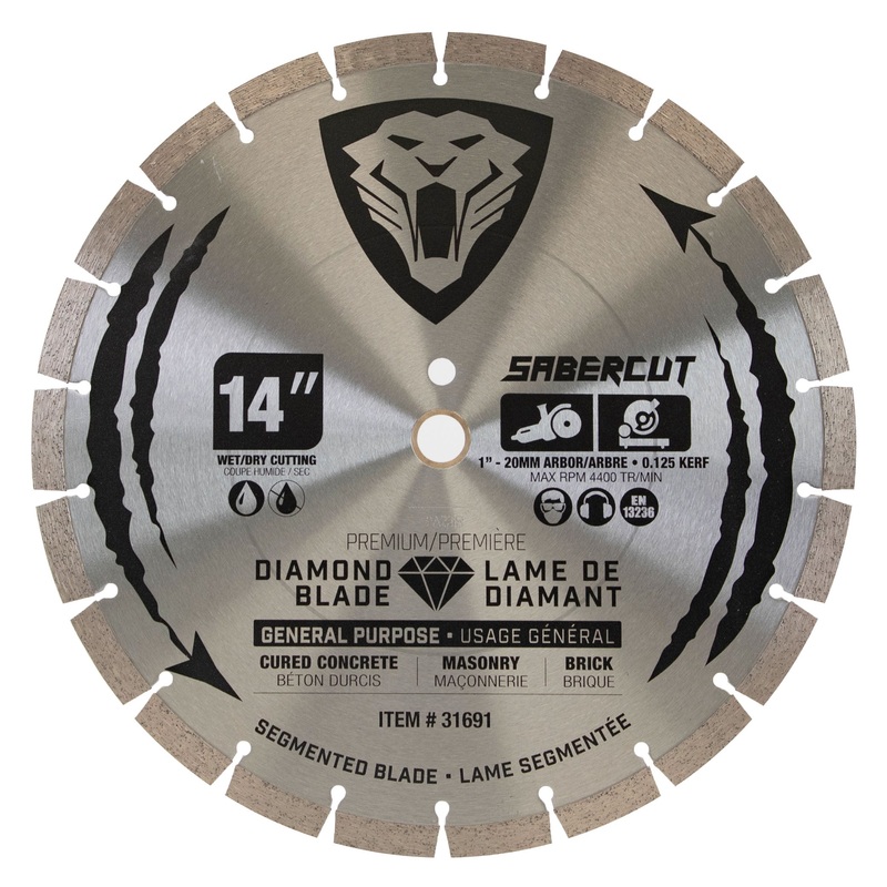 SABERCUT 14-In. x 1-In.-20mm Segmented Diamond Blade for Concrete, Brick & Masonry